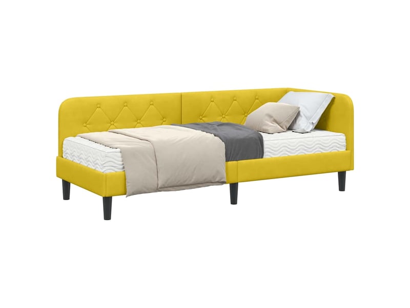 Lit simple- lit adulte - cadre de lit d'angle jaune 80 x 200 cm velours - Conforama B