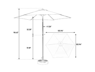 Parapluie extérieur rectangulaire 2,7 m à manivelle double face grande taille - bleu (sans socle)