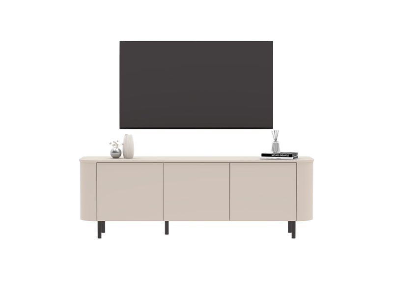 Meuble tv 3 portes, bords arrondis cashmere l180,2 cm - bora  - Conforama A