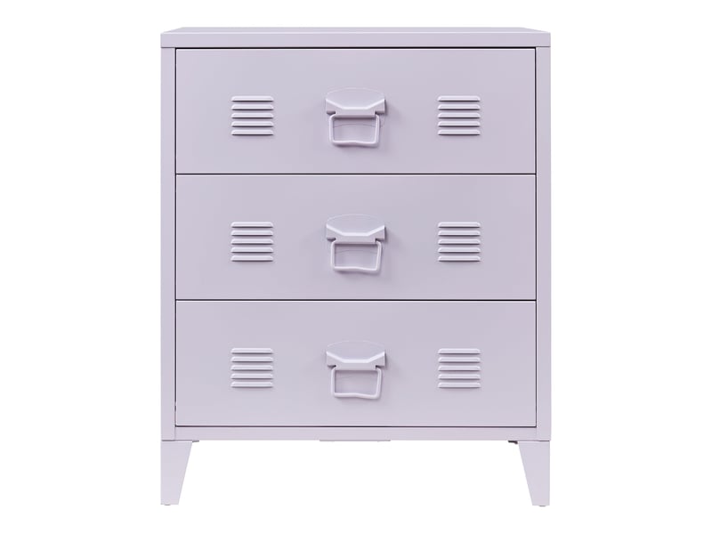 Commode meuble de rangement pratique entrée salon chambre métallique avec 3 tiroirs acier 72 x 60 x 40 cm violet 03_0009305  - Conforama C