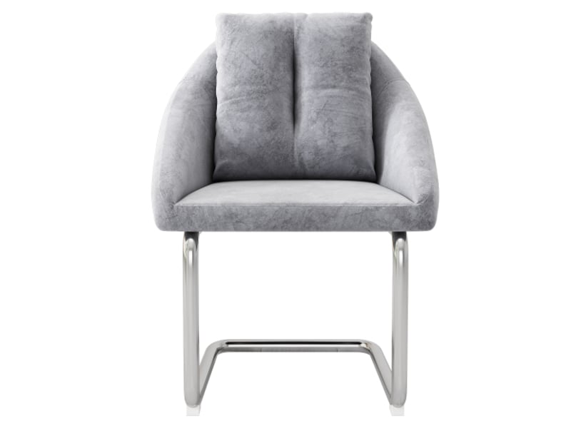 Lot de 4 chaises de salle à manger en velours gris, coussins inclus, chaises pivotantes, de luxe pour salon et chambre - Conforama A
