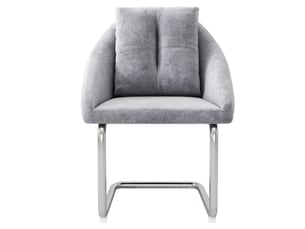 Lot de 4 chaises de salle à manger en velours gris, coussins inclus, chaises pivotantes, de luxe pour salon et chambre