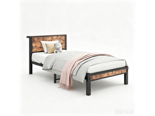 Lit simple 90x200 cm   YUDA HOME FURNITURE coloris marron