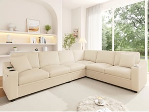 Canapé d'angle gauche fixe <strong>BGSRYAO</strong> <strong></strong> 6 places Tissu