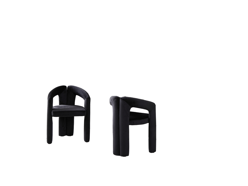  Chaise de salle à manger avec accoudoirs ergonomiques et dossier enveloppant, charge 150 kg, en velours noir  - Conforama A