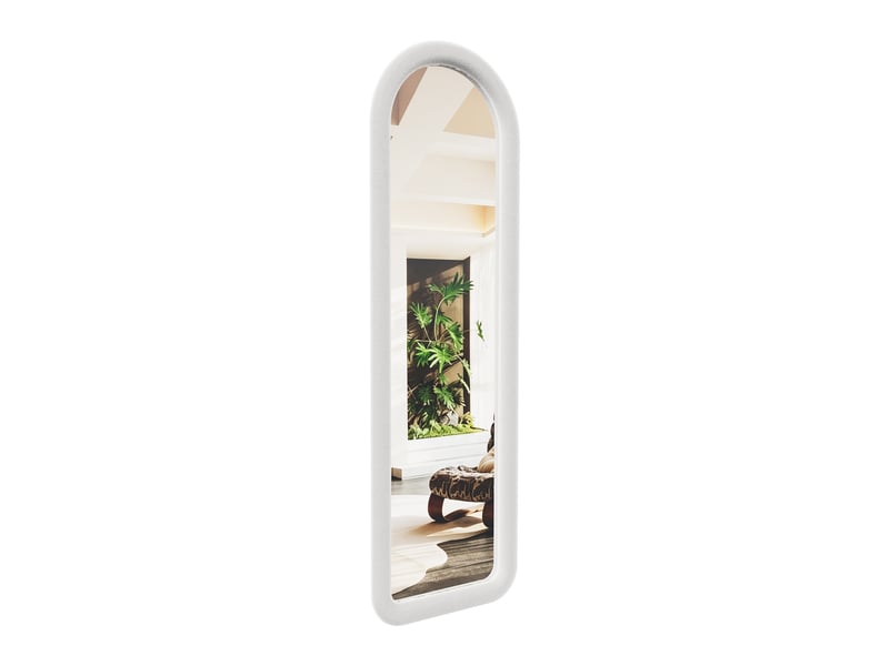  Miroir sur pied - 160 x 50 cm - blanc - miroir plein pied arqué, cadre rembourré en velours, style romantique français  - Conforama A