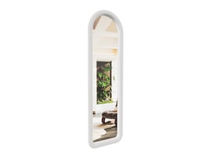 Miroir sur pied - 160 x 50 cm - blanc - miroir plein pied arqué, cadre rembourré en velours, style romantique français