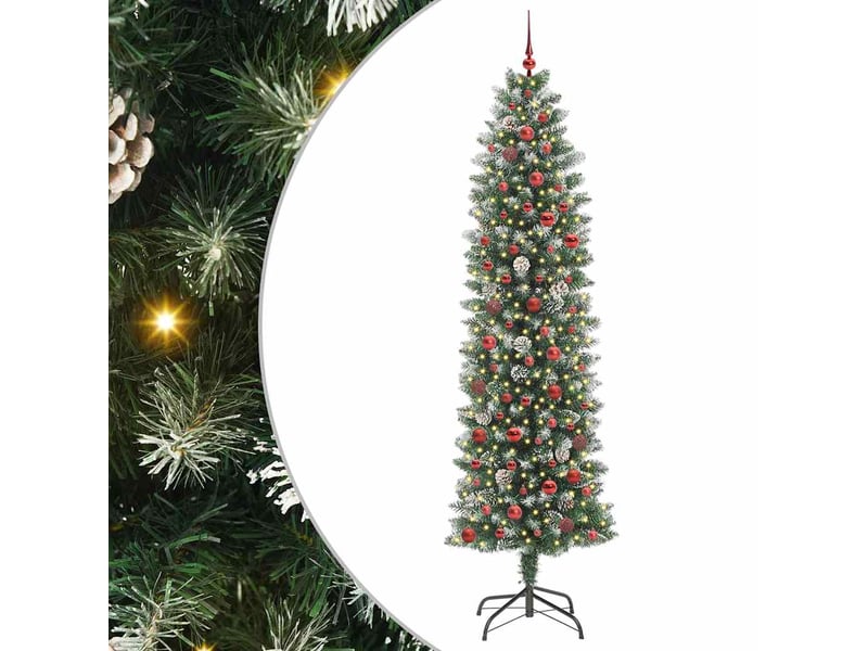Sapin de noël, arbre de noël artificiel slim vert et blanc 240 cm cf61708 - Conforama A