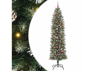 Sapin de noël, arbre de noël artificiel slim vert et blanc 240 cm cf61708