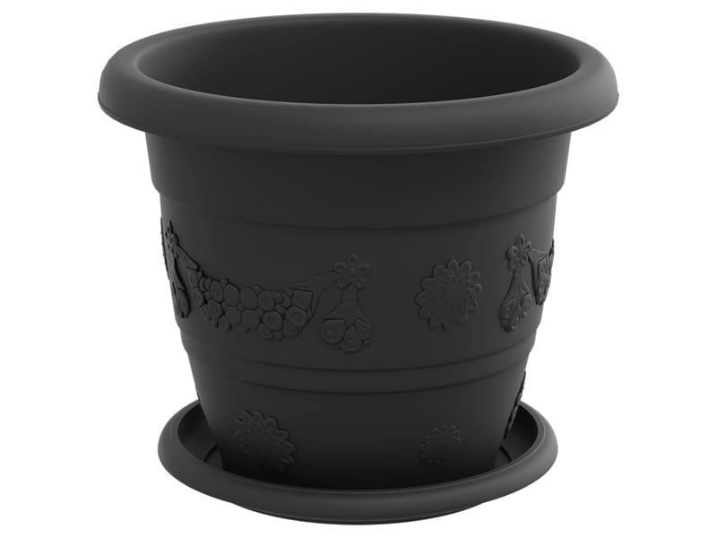  Jardinière - pots de plantes 6 pcs noir ø 22 x 18 cm plastique  - Conforama E