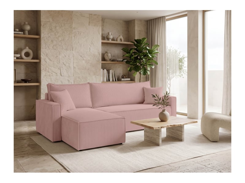  Farah - canapé d'angle reversible convertible 4 places accoudoirs slim velours cotelé  - Conforama B