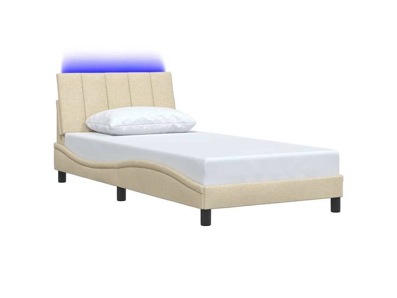  Lit simple- lit adulte -  cadre de lit sans matelas hanko crème 100x200 cm tissu  - Conforama D