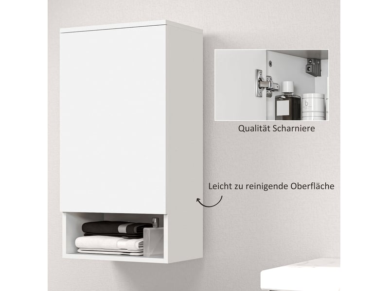  Armoire murale 40x27x77 cm porte sans poignée panneau de particules et mdf blanche  - Conforama D