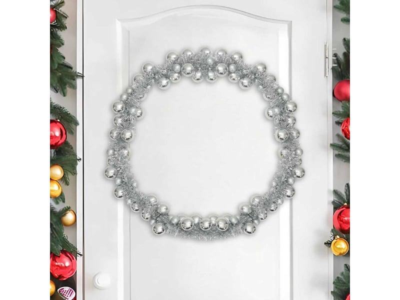  Guirlande de boules de noël led argent 186 cm polystyrène  - Conforama C