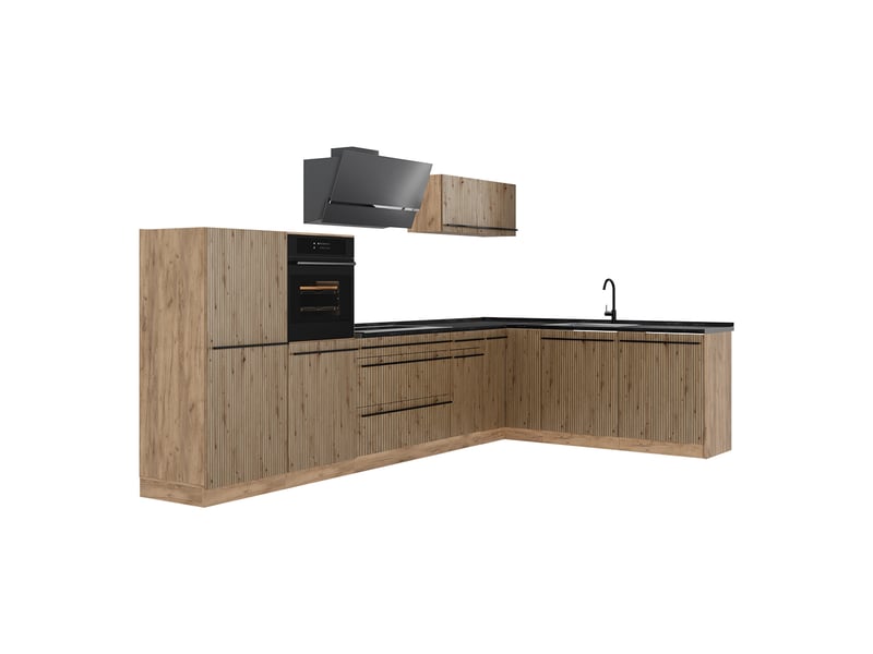  Vicco cuisine en angle, chêne artisanchêne doré, 347 x cm sans plan de travail  - Conforama A