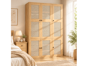 Armoire battante 135x47x200 cm avec 2 barres de penderie, 6 tiroirs, 4 compartiments, mdf, bois, dressing | chambre