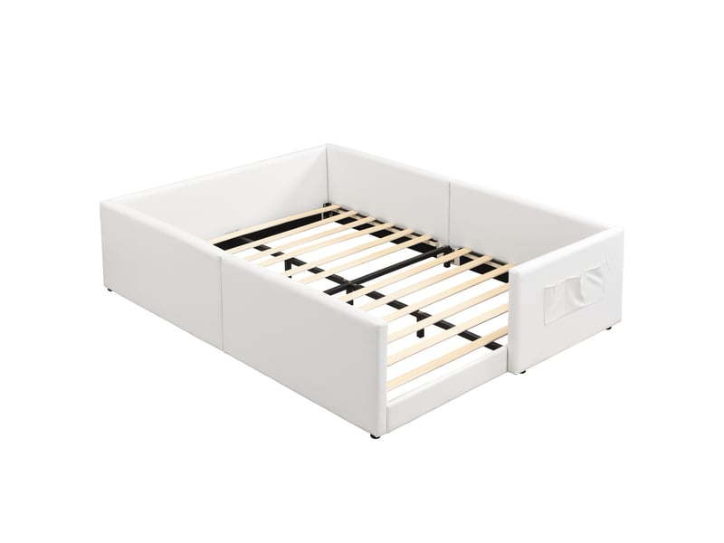  Lit enfant sécurité 140 x 200 cm avec rangement et revêtement pu blanc  - Conforama R