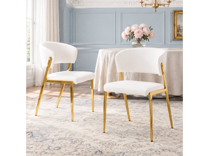  Lot de 2 chaises de salle à manger,51x49x78 cm,avec dossier ergonomique,similicuir,blanc  - Conforama B