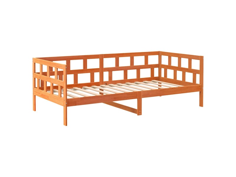  Lit simple- lit adulte -  lit de jour sans matelas  marron 80x200 cm bois pin massif  - Conforama A