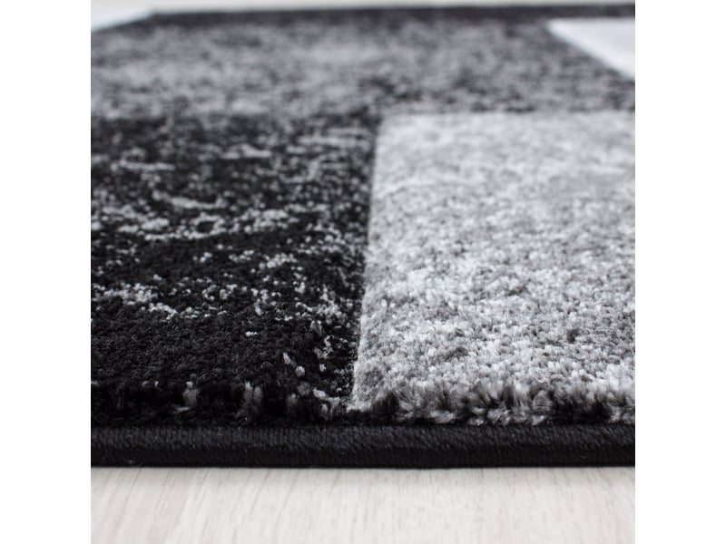 Carre - tapis géométrique à carreaux - noir et gris 160 x 230 cm HAWAII1602301330BLACK - Conforama C