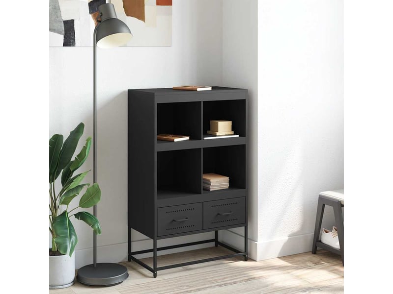  Buffet haut - bahut - meuble de rangement noir 68x39x111,5 cm acier  - Conforama C