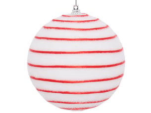 Boule de noël blanche rayée d. 100 mm