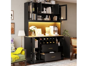 Buffet 6 porte(s)  2 tiroir(s) <strong>MODENVIE</strong> <strong></strong> - 120 cm coloris noir 