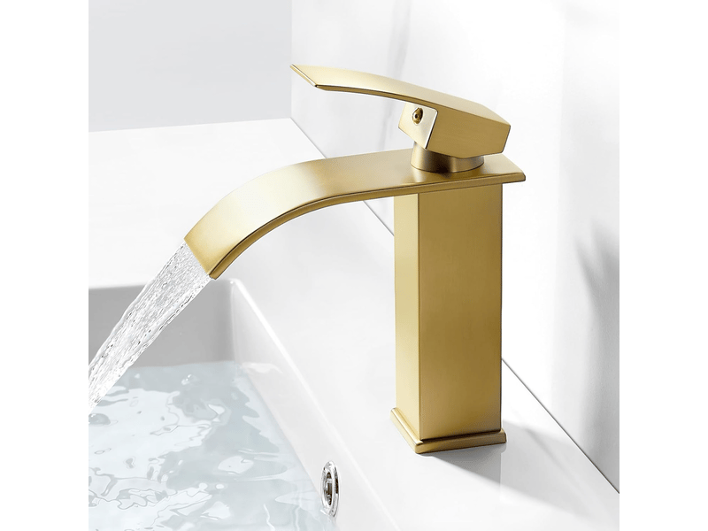  (doré, court)robinet mitigeur de cuisine cascade pour salle de bain en acier inoxydable, mitigeur de lavabo à poignée unique  - Conforama C