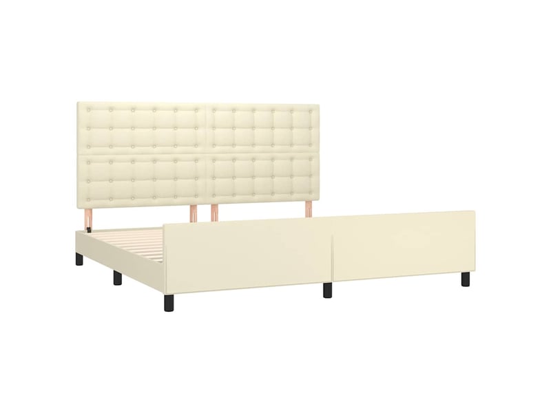 Lit double- lit adulte -  cadre de lit sans matelas crème 200x200 cm similicuir  - Conforama C