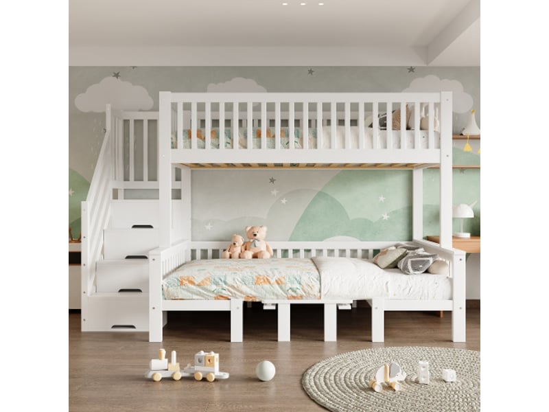  Lit superposé 120x200(90x200) cm coloris blanc pin lit enfant blanc - Conforama B