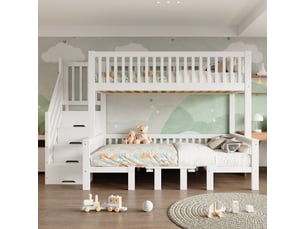 Lit superposé 120x200 cm <strong>MERAX</strong>  <strong>lit enfant blanc</strong> coloris blanc