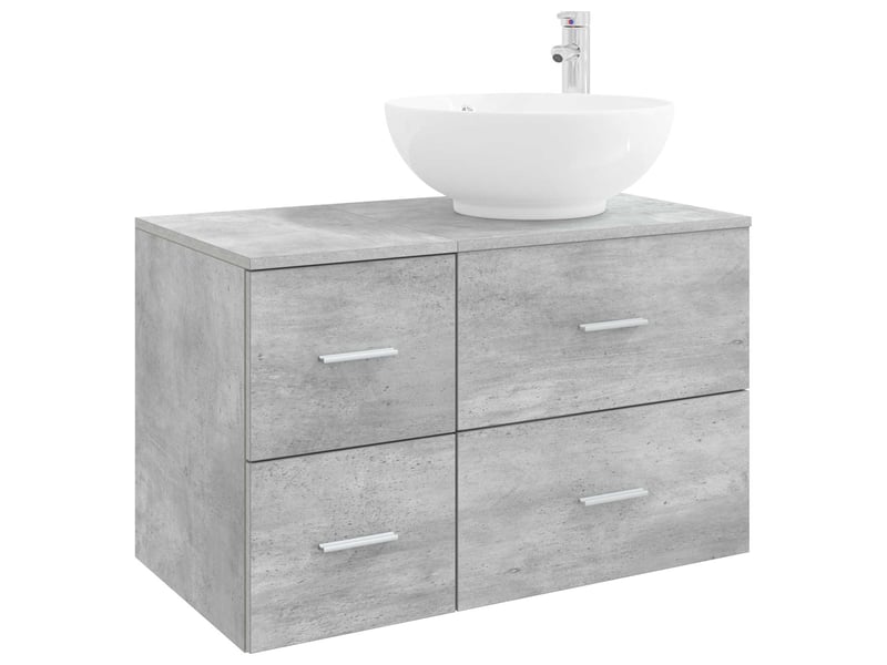  Ensemble de mobilier de salle de bain 2 pc gris béton cf64145  - Conforama A