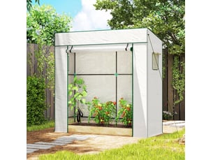 Serre tomate tunnel avec porte enroulable et fenêtres en filet 196 x 77 x 197 cm blanche cravdom
