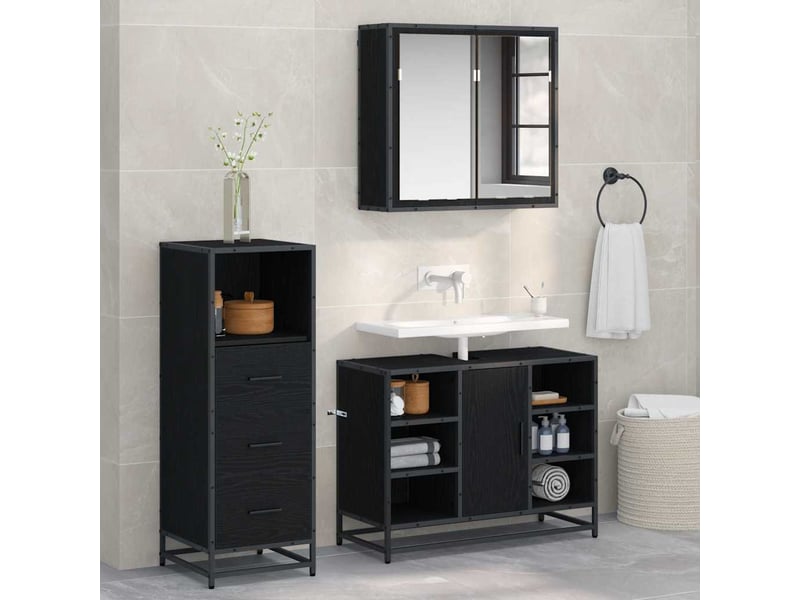 Ensemble de mobilier de salle de bain 3 pc bois ancien cf64273 - Conforama B