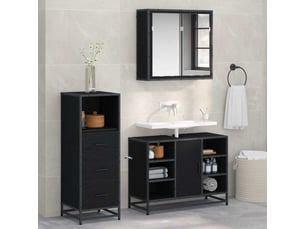 Ensemble de mobilier de salle de bain 3 pc bois ancien cf64273