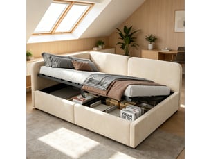 Lit banquette 140x200 cm <strong>STILVORA</strong> <strong></strong> coloris beige