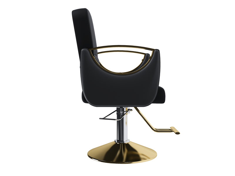  Chaise de coiffure 360° en pu noir avec base dorée  - Conforama E