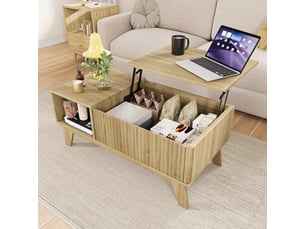 Table basse avec plateau relevable,table de salon moderne,mdf,rangement caché,95 x 48 x 42 cm,couleur bois naturel
