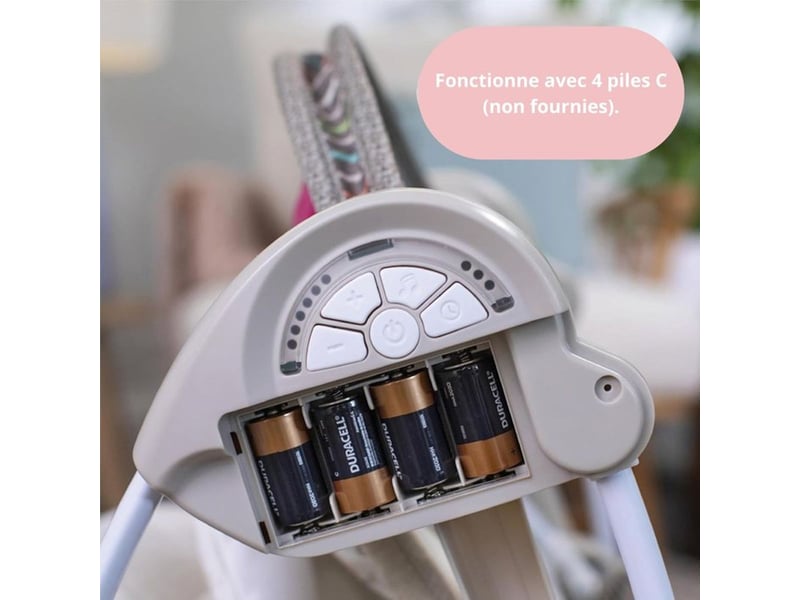  Balancelle compacte electrique bebe beige avec 6 vitesses 2 positions minuterie 6 melodies controle volume technologie silencieuse pliant 60194 - Conforama E
