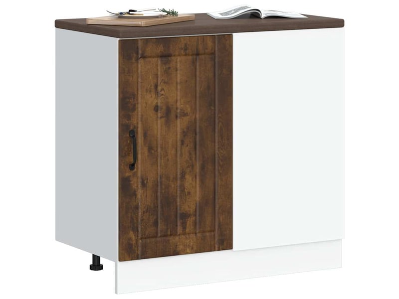  Meuble de rangement, meuble bas de cuisine chêne fumé bois d'ingénierie  - Conforama C