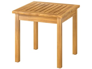 Table basse de jardin carrée en bois d'acacia massif, avec plateau à lattes, pieds réglables, 48x48x46cm, naturel