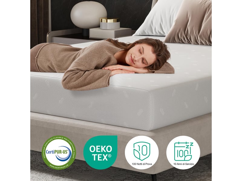  Avenco matelas 140x190, 18cm, matelas à mémoire de forme en gel, mousse en matériau bambou, certifié s?r et fiable par certipur-us et oeko-tex, sommeil frais, evacuation de l'humidité, lavable  - Conforama C