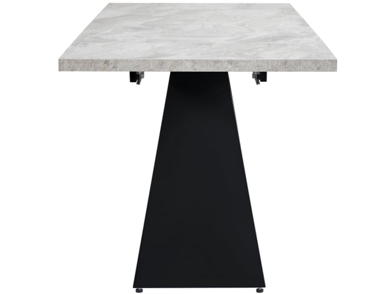  Table à manger télescopique extensible 99–159×74 cm – plateau gris, pieds en colonne – bureau et séjour, compact  - Conforama E