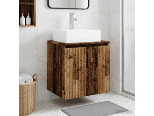 Vanité de lavabo mural, meuble de rangement bois ancien 49.5x41x62.5 cm shl3350