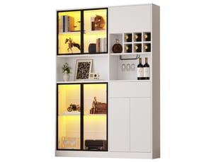 Vitrine coloris blanc 9 étagère(s) HOMVRA - 140 cmx200 cm