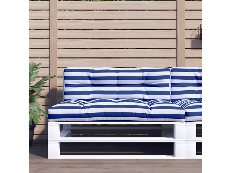  Coussin de palette, coussin de chaise, coussin de canapé rayures bleues et blanches tissu cf55427  - Conforama B