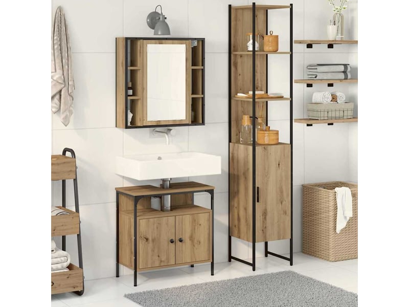  Ensemble de mobilier de salle de bain 3 pc chêne artisanal cf64286  - Conforama B