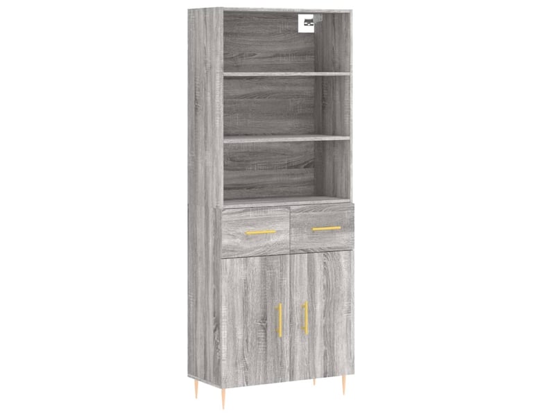  Buffet haut - bahut - meuble de rangement sonoma gris 69,5x34x180 cm bois d'ingénierie  - Conforama A