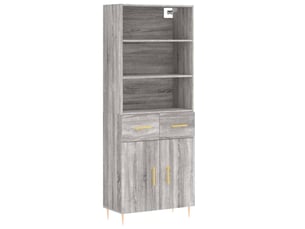 Buffet haut - bahut - meuble de rangement sonoma gris 69,5x34x180 cm bois d'ingénierie