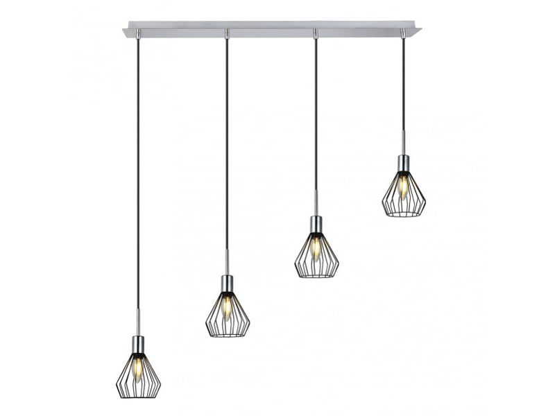  Fabrilamp san petersburgo, suspension, moderne, 4 x e14, noirchromé, 50-150 x 83 x 13 cm 153594052 - Conforama C